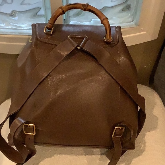 Gucci Vintage Bamboo Leather Backpack EUC - Picture 10 of 12